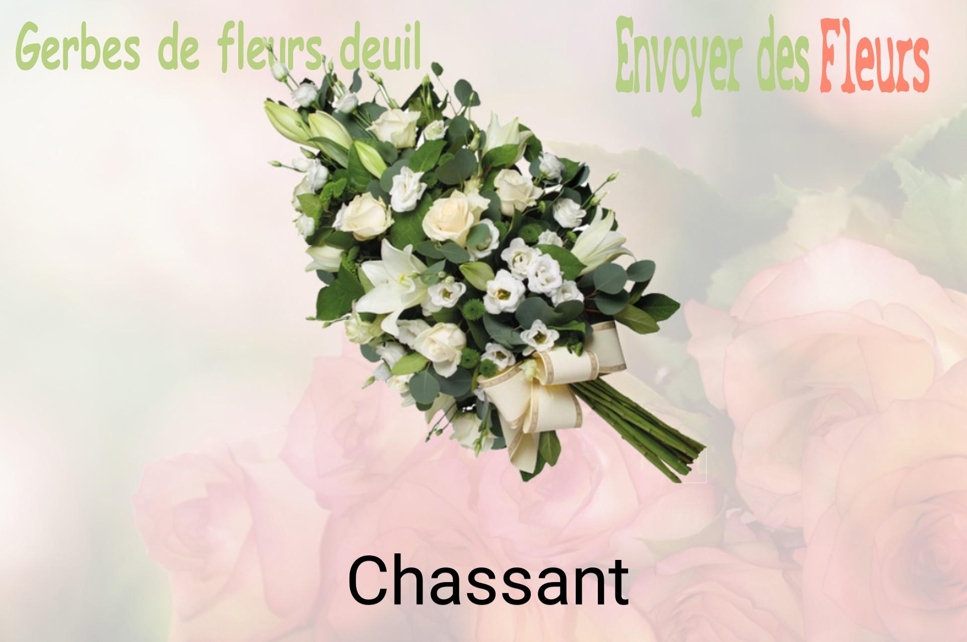 Gerbe de fleurs de deuil livrée à Chassant